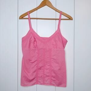 Bass Pink Smocked Lace Cami Top M Y2K